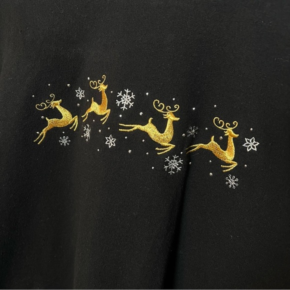 Vintage Christmas Sweatshirt Embroidered Reindeer 90’s M&C Crewneck size XL - Picture 2 of 7